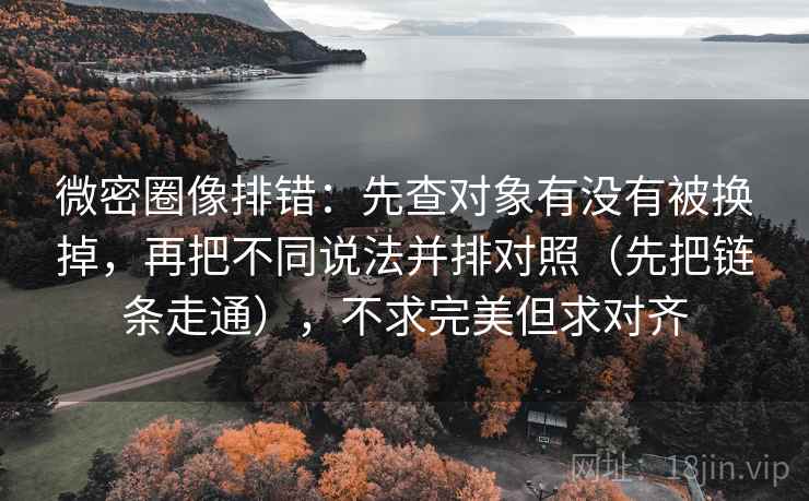 微密圈像排错:先查对象有没有被换掉,再把不同说法并排对照(先把链条走通),不求完美但求对齐